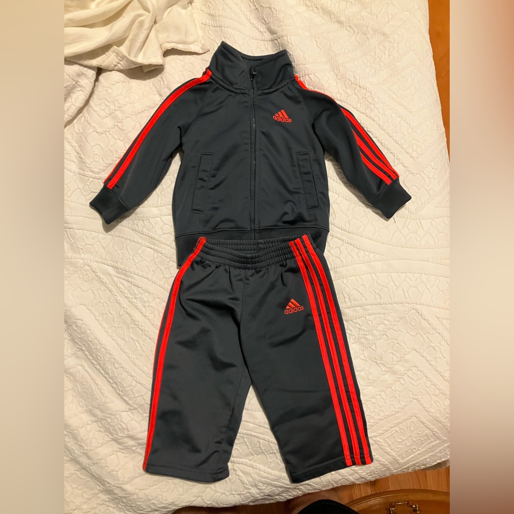 Adidas Infant Tracksuit in Black and Red